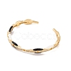 Brass Micro Pave Clear Cubic Zirconia & Resin Open Cuff Bangles for Women BJEW-S147-05G-2