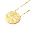 304 Stainless Steel Flat Round Pandant Necklace for Women NJEW-O126-01G-02-4