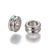 Tarnish Resistant 201 Stainless Steel Grooved European Beads STAS-P239-03P-2