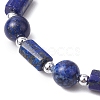 Natural Lapis Lazuli Round Beaded Stretch Bracelets for Women BJEW-JB11137-02-3