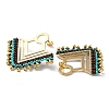 Woven Glass & Brass Beaded Triangle Dangle Stud Earrings with PVD Vacuum Plating 304 Stainless Steel Pins EJEW-A105-03G-2