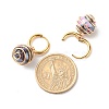Round Natural Agate Beads Dangle Huggie Hoop Earrings EJEW-JE04718-02-3