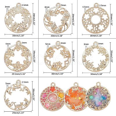 Ocean & Plant Series Zinc Alloy Open Back Bezel Pendants PALLOY-OC0001-92G-1