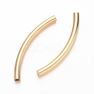 Curved Brass Tube Beads KK-D508-14G-1