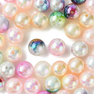 50Pcs UV Plating Opaque Rainbow Iridescent Acrylic Beads SACR-CJ0001-42-1