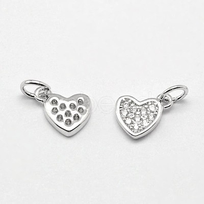 Heart Brass Micro Pave Cubic Zirconia Charms ZIRC-F017-29-1