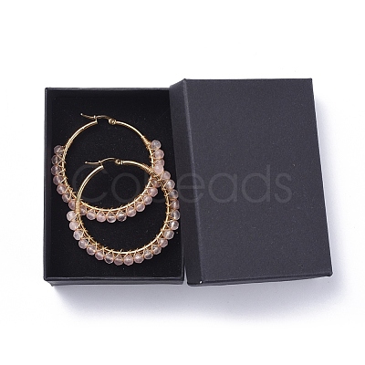 Beaded Hoop Earrings X-EJEW-JE03830-03-1