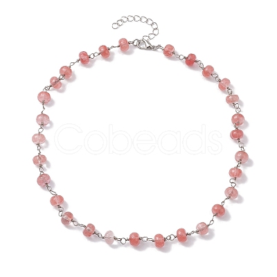 Synthetic Cherry Quartz Glass Necklaces for Women NJEW-JN04739-01-1