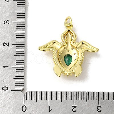 Rack Plating Brass Micro Pave Green Cubic Zirconia Pendants KK-C053-10G-1