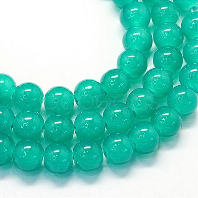 Baking Painted Imitation Jade Glass Round Bead Strands DGLA-Q021-8mm-07-1