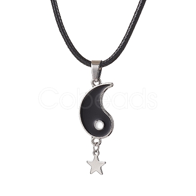 2Pcs 2 Style Yin Yang Matching Couple Necklaces Set NJEW-JN04578-1