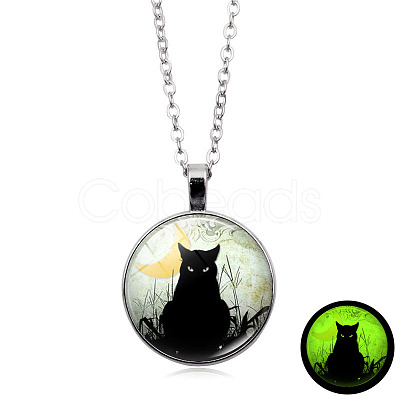 Luminous Glow in the Dark Alloy Pendant Necklaces PW-WGA7B98-01-1