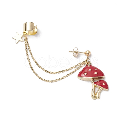 Mushroom Alloy Enamel Stud Earrings EJEW-JE05825-1