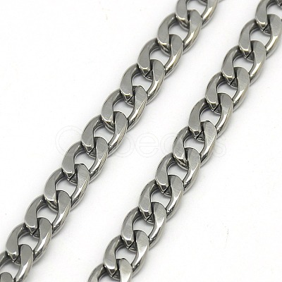 Tarnish Resistant Trendy Men's 201 Stainless Steel Chain Curb Necklaces NJEW-L043-40P-1