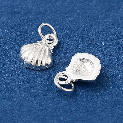 925 Sterling Silver Shell Charms with Jump Rings STER-K181-07S-1