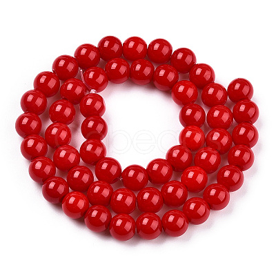 Opaque Solid Color Glass Beads Strands GLAA-T032-P8mm-04-1