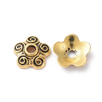 Tibetan Style Alloy Bead Caps X-TIBEB-EA478Y-AG-LF-1