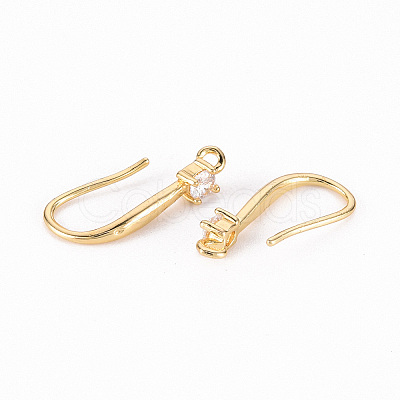 Brass Micro Pave Clear Cubic Zirconia Earring Hooks X-ZIRC-S068-003-NF-1