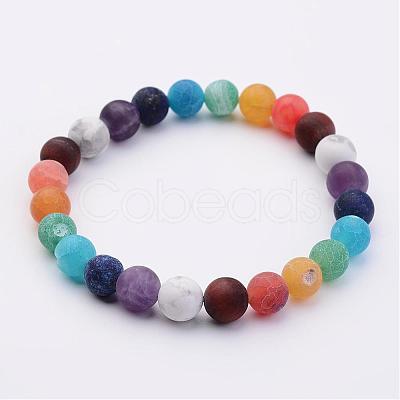 Natural Gemstone Beads Stretch Bracelets BJEW-JB02509-1