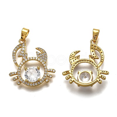 Brass Clear Cubic Zirconia Constellation Charms KK-B031-01G-1