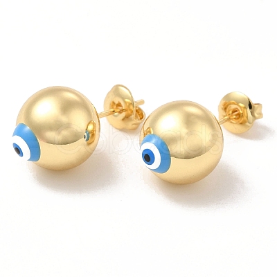 Enamel Evil Eye Stud Earrings EJEW-E274-01G-04-1