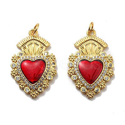 Rack Plating Brass Grade AAA Cubic Zirconia Pendants KK-D026-26G-1