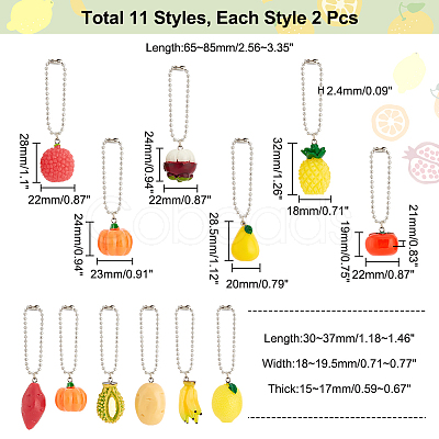 AHADERMAKER 2 Sets Resin Keychain with Bead Ball Chain KEYC-GA0001-33-1