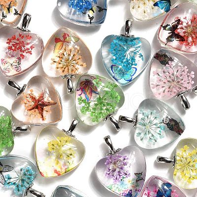 Transparent Glass Pendants GLAA-M048-04-1