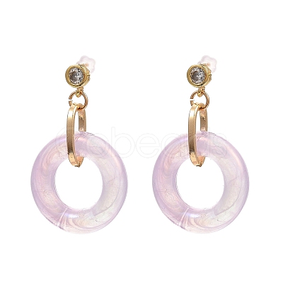 Ring Shape Transparent Acrylic Dangle Stud Earrings EJEW-JE04189-M-1