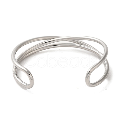 Non-Tarnish 304 Stainless Steel Wire Wrap Cuff Bangles BJEW-Q773-06B-P-1