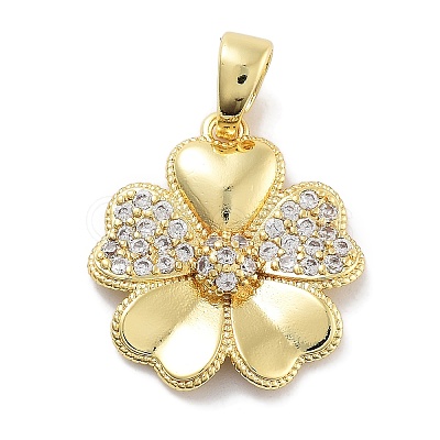 Rack Plating Brass Micro Pave Cubic Zirconia Pendants KK-Z071-75G-01-1