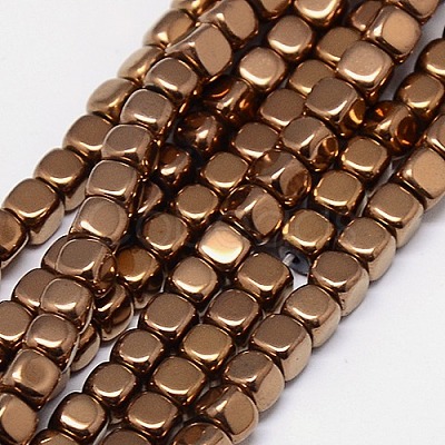 Electroplate Non-magnetic Synthetic Hematite Beads Strands G-J172-4x4mm-05-1