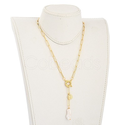 Natural Baroque Pearl Keshi Pearl Lariat Necklaces NJEW-JN03042-1