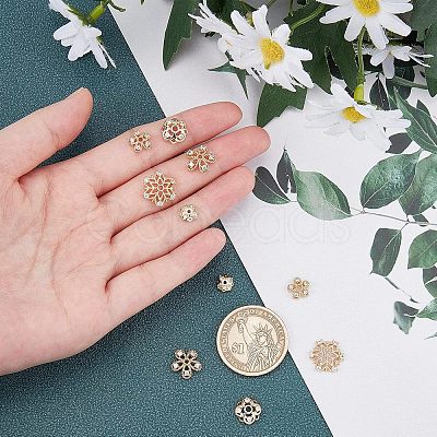 SUPERFINDINGS 10Pcs 5 Style Brass Fancy Bead Caps KK-FH0002-46-1