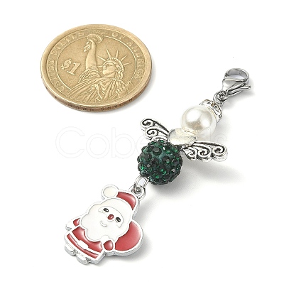 Christmas Theme Angel Alloy Enamel Pendant Decoration HJEW-TA00026-1