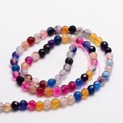 Faceted Natural Agate Round Beads Strands X-G-E318C-4mm-01-1