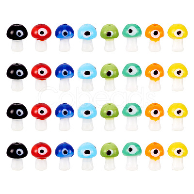 Craftdady 32Pcs 8 Colors Handmade Evil Eye Lampwork Beads LAMP-CD0001-20-1