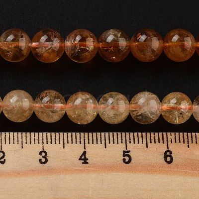 Round Natural Citrine Beads Strands G-K068-12A-8mm-1