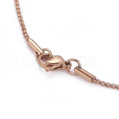 304 Stainless Steel Box Chain Necklaces NJEW-F261-18RG-1