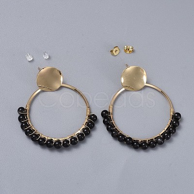 Natural Obsidian Dangle Earrings EJEW-JE03327-02-1