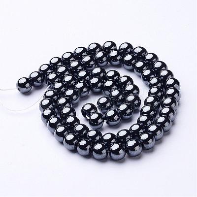 1 Strand Grade AAA Non-Magnetic Synthetic Hematite Round Beads Strands X-G-H1623-6mm-1-1