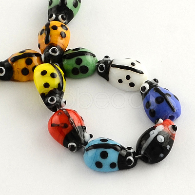 Ladybug Handmade Lampwork Beads Strands X-LAMP-R004-03-1