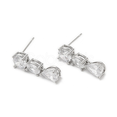 Rack Plating Brass Teardrop Stud Earrings with Crystal Rhinestone for Women EJEW-D059-11P-1