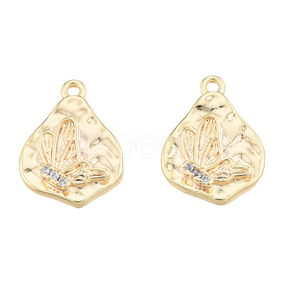 Brass Micro Pave Clear Cubic Zirconia Charms KK-N231-408-1