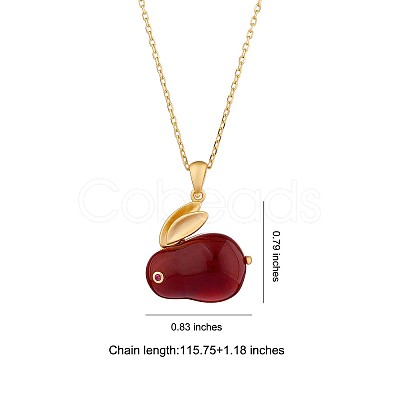 Red Dyed Natural White Jade & Cubic Zirconia Bunny Pendant Necklace JN1072A-1