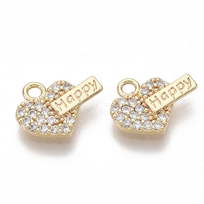 Brass Micro Pave Clear Cubic Zirconia Charms KK-S355-010-NF-1