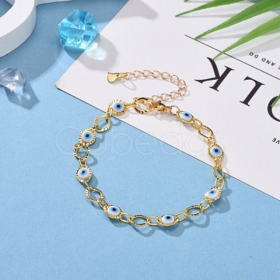 Brass Horse Eye Link Bracelets BJEW-JB05628-1