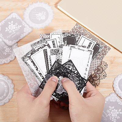 Black & White Lace DIY Scrapbooking Kits STIC-WH0024-01-1