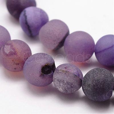 Natural Druzy Geode Agate Bead Strands G-K166-09-10mm-07-1