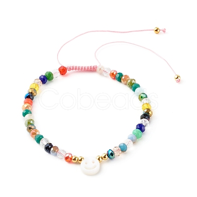 Electroplate Glass Nylon Thread Braided Bead Bracelets for Mom and Daughter BJEW-JB06359-04-1